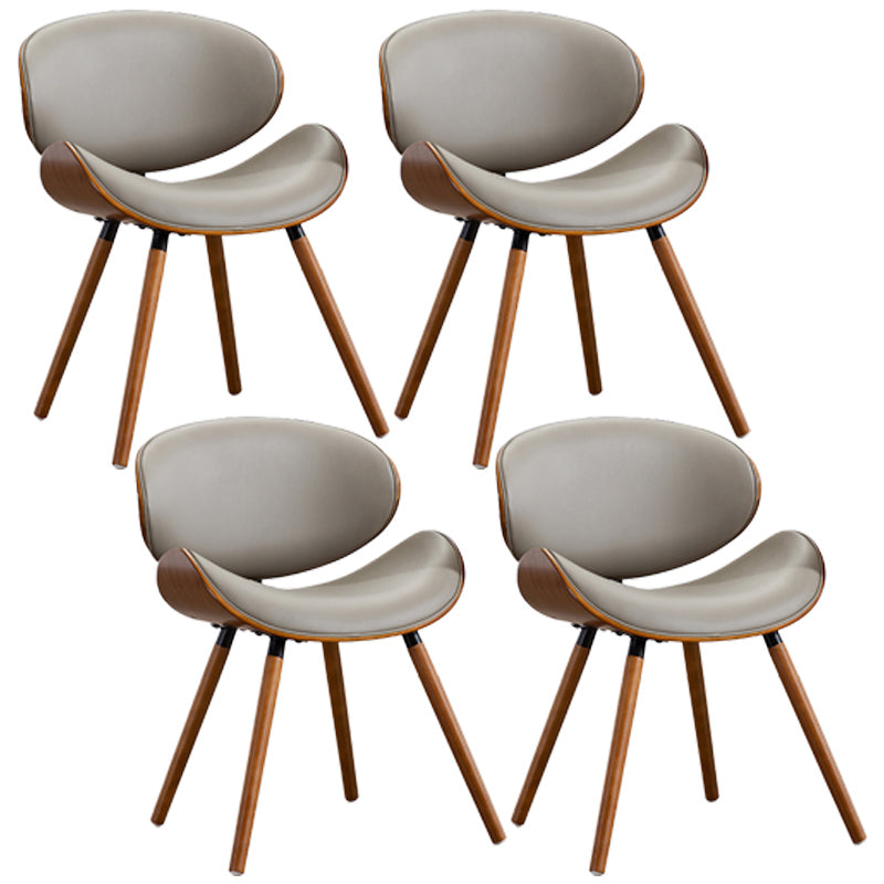 Contemporary Style Leather Dining Chair Open Back Dining Side Chair for Kitchen