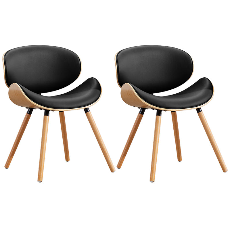 Contemporary Style Leather Dining Chair Open Back Dining Side Chair for Kitchen