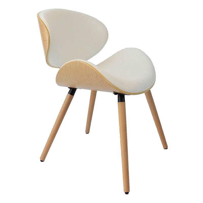 Contemporary Style Leather Dining Chair Open Back Dining Side Chair for Kitchen