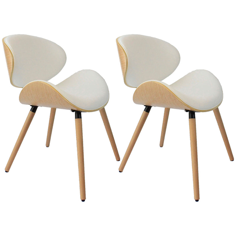 Contemporary Style Leather Dining Chair Open Back Dining Side Chair for Kitchen