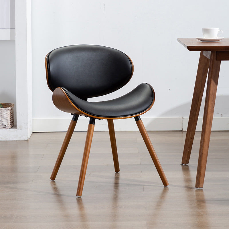 Contemporary Style Leather Dining Chair Open Back Dining Side Chair for Kitchen