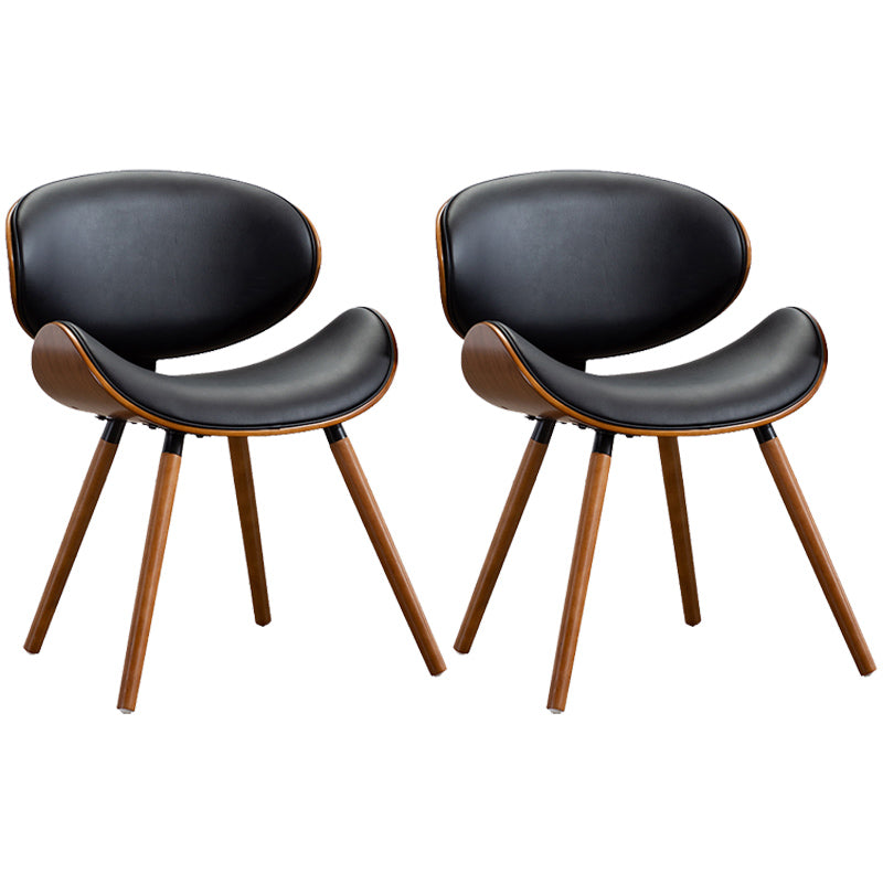 Contemporary Style Leather Dining Chair Open Back Dining Side Chair for Kitchen