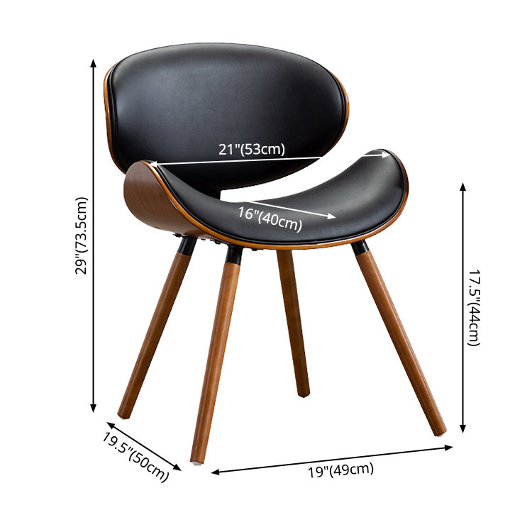 Contemporary Style Leather Dining Chair Open Back Dining Side Chair for Kitchen