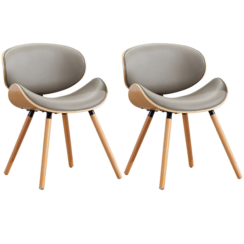 Contemporary Style Leather Dining Chair Open Back Dining Side Chair for Kitchen