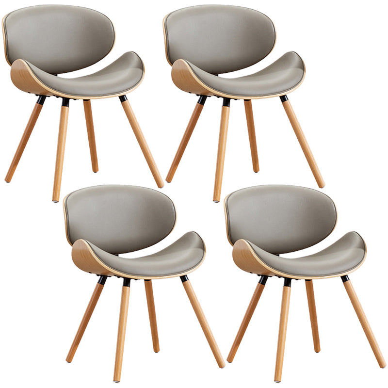 Contemporary Style Leather Dining Chair Open Back Dining Side Chair for Kitchen