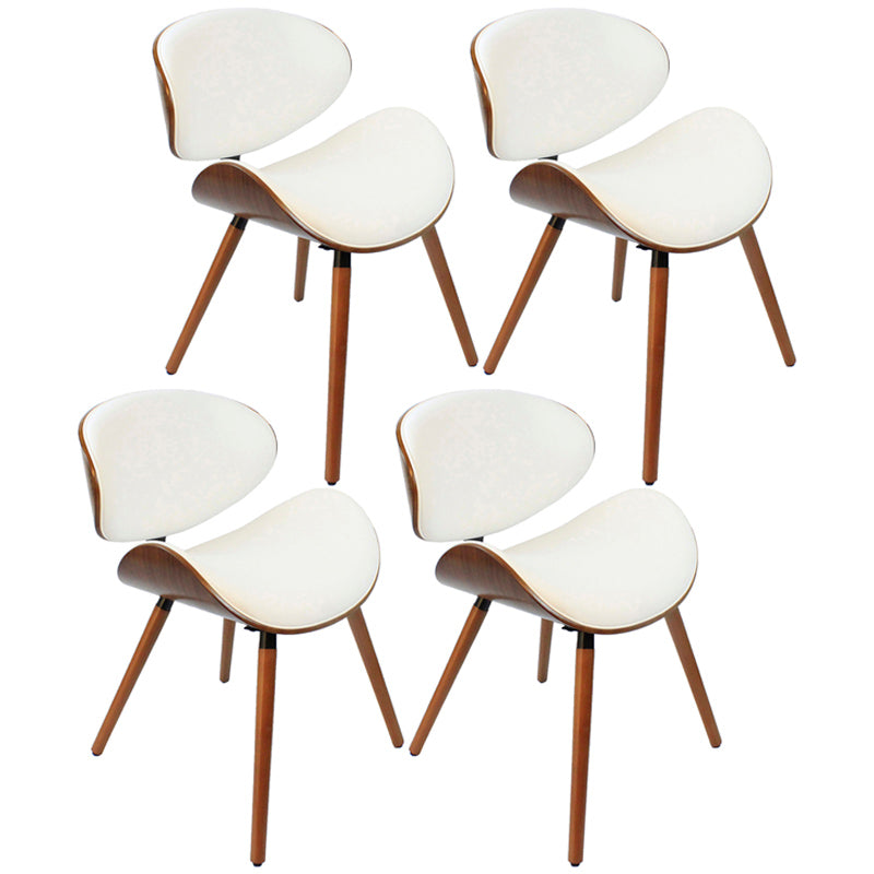 Contemporary Style Leather Dining Chair Open Back Dining Side Chair for Kitchen