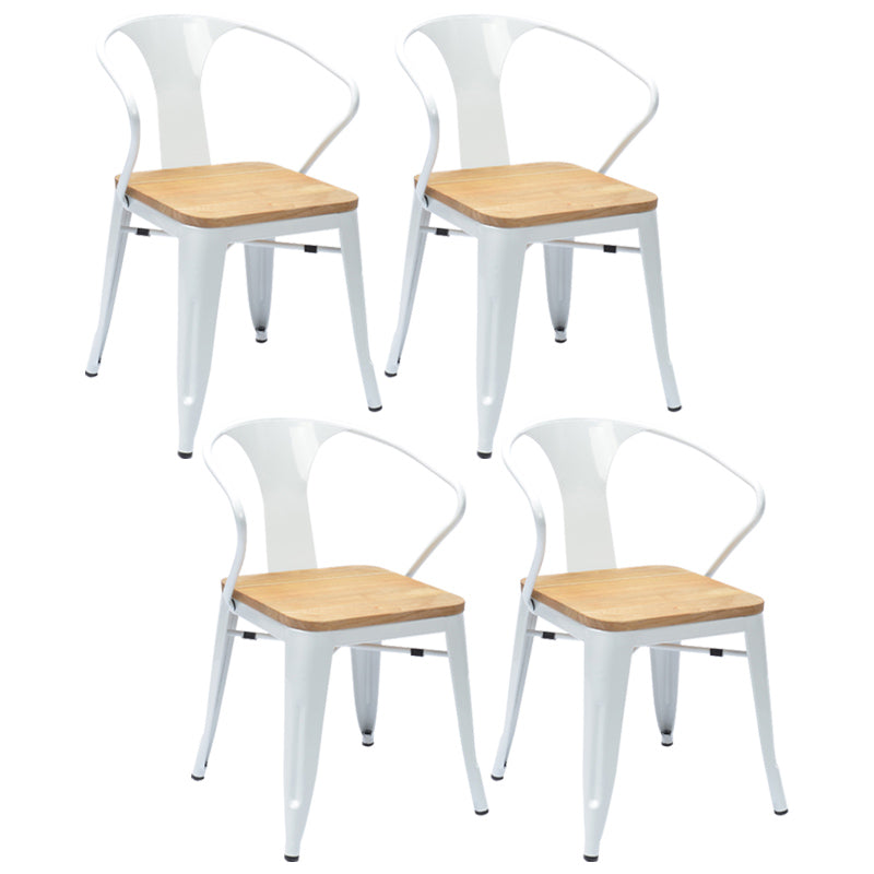 Slat Back Dining Arm Chair with Metal Legs Industrial Dining Armchairs for Coffee Bar