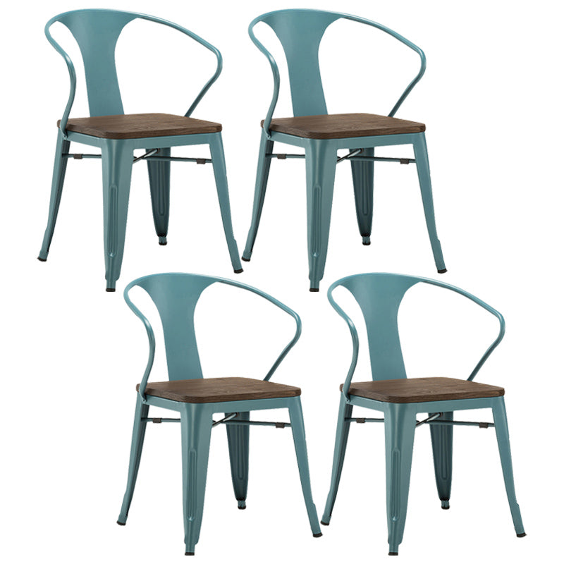 Slat Back Dining Arm Chair with Metal Legs Industrial Dining Armchairs for Coffee Bar