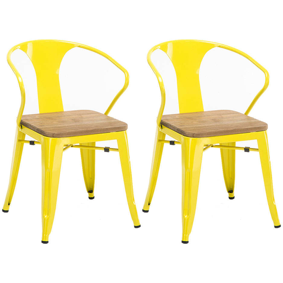 Slat Back Dining Arm Chair with Metal Legs Industrial Dining Armchairs for Coffee Bar