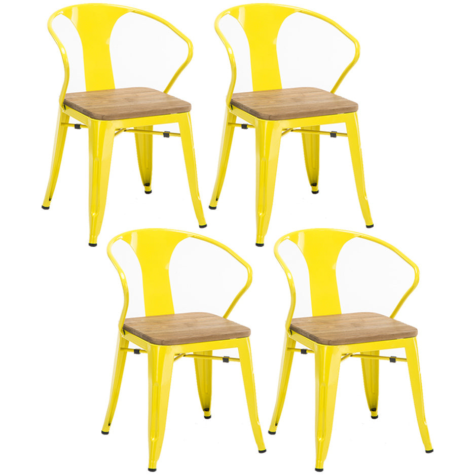 Slat Back Dining Arm Chair with Metal Legs Industrial Dining Armchairs for Coffee Bar