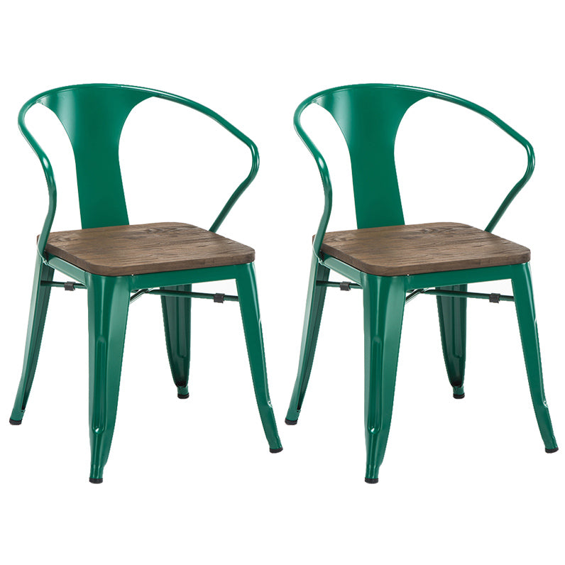 Slat Back Dining Arm Chair with Metal Legs Industrial Dining Armchairs for Coffee Bar