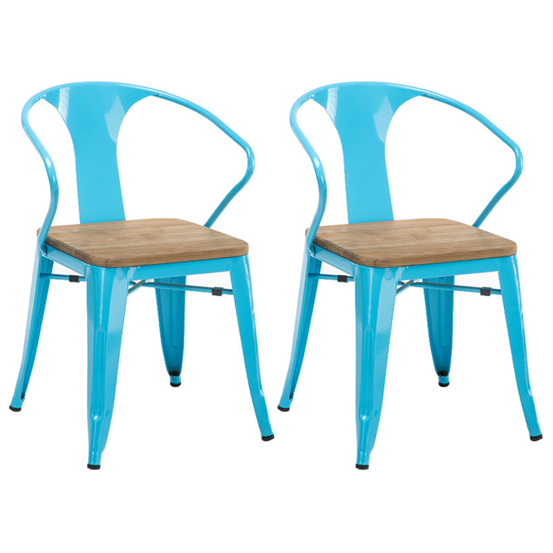 Slat Back Dining Arm Chair with Metal Legs Industrial Dining Armchairs for Coffee Bar