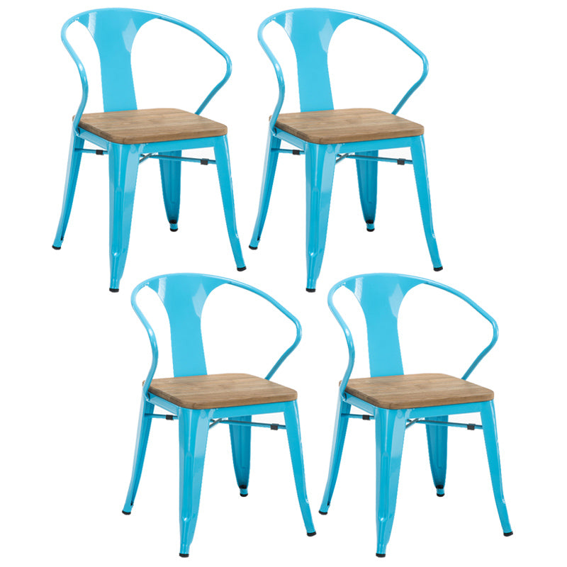 Slat Back Dining Arm Chair with Metal Legs Industrial Dining Armchairs for Coffee Bar