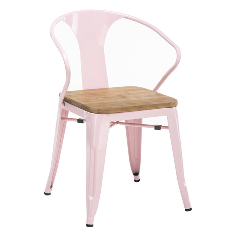 Slat Back Dining Arm Chair with Metal Legs Industrial Dining Armchairs for Coffee Bar