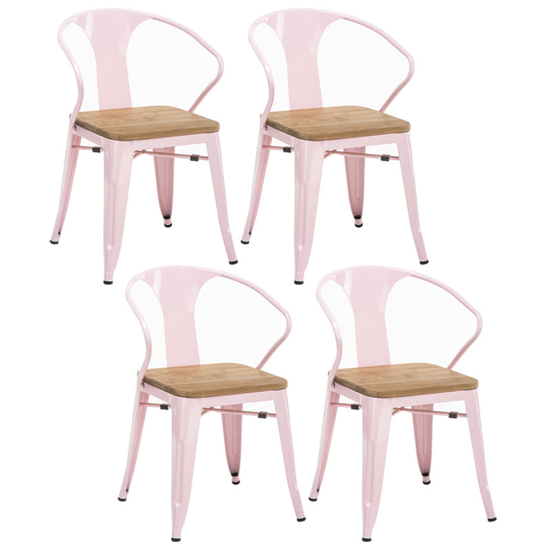 Slat Back Dining Arm Chair with Metal Legs Industrial Dining Armchairs for Coffee Bar
