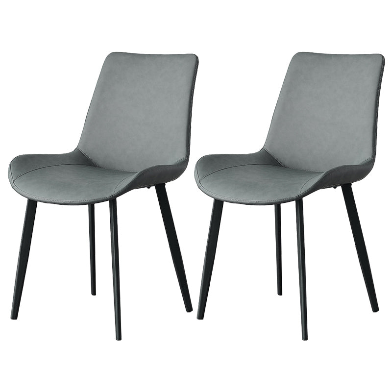 Contemporary Metal Dining Room Chairs Armless Leather Dining Chairs for Home Use