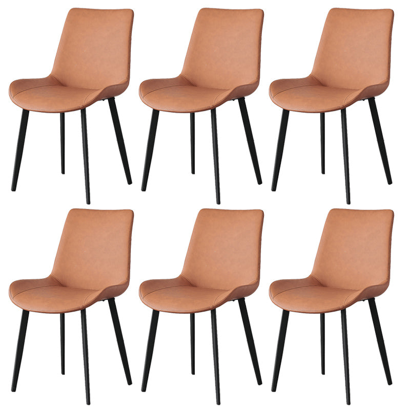 Contemporary Metal Dining Room Chairs Armless Leather Dining Chairs for Home Use