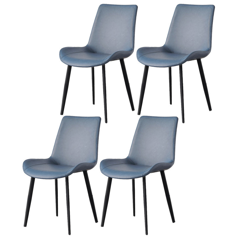 Contemporary Metal Dining Room Chairs Armless Leather Dining Chairs for Home Use