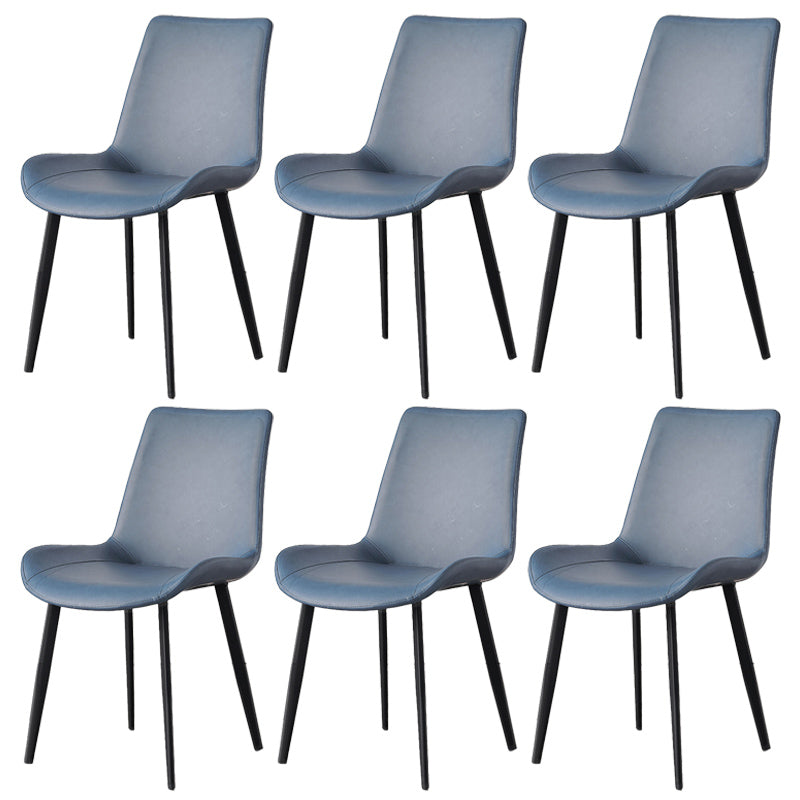 Contemporary Metal Dining Room Chairs Armless Leather Dining Chairs for Home Use