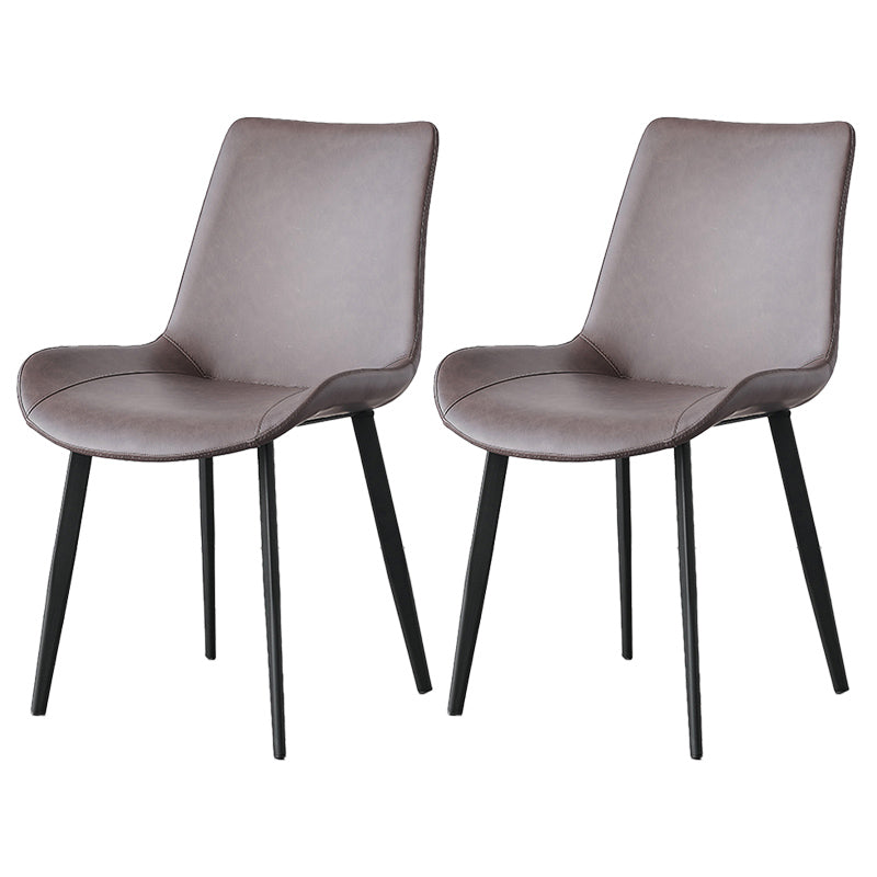 Contemporary Metal Dining Room Chairs Armless Leather Dining Chairs for Home Use
