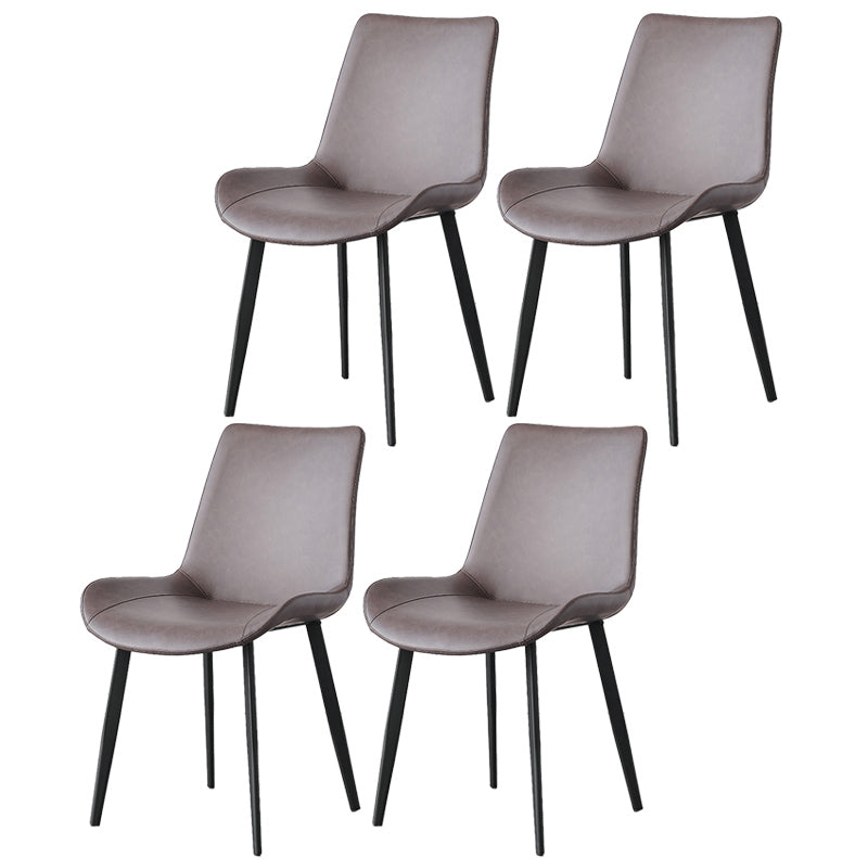 Contemporary Metal Dining Room Chairs Armless Leather Dining Chairs for Home Use