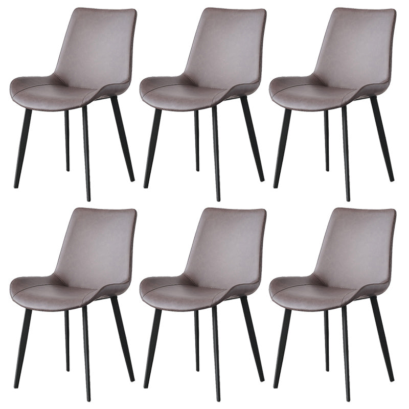 Contemporary Metal Dining Room Chairs Armless Leather Dining Chairs for Home Use