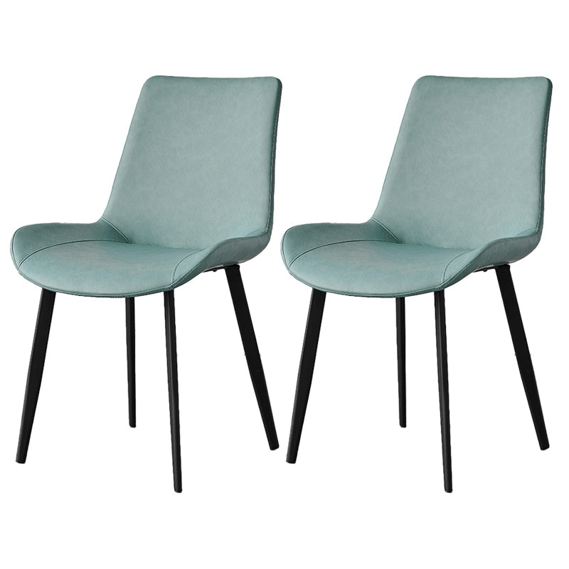 Contemporary Metal Dining Room Chairs Armless Leather Dining Chairs for Home Use