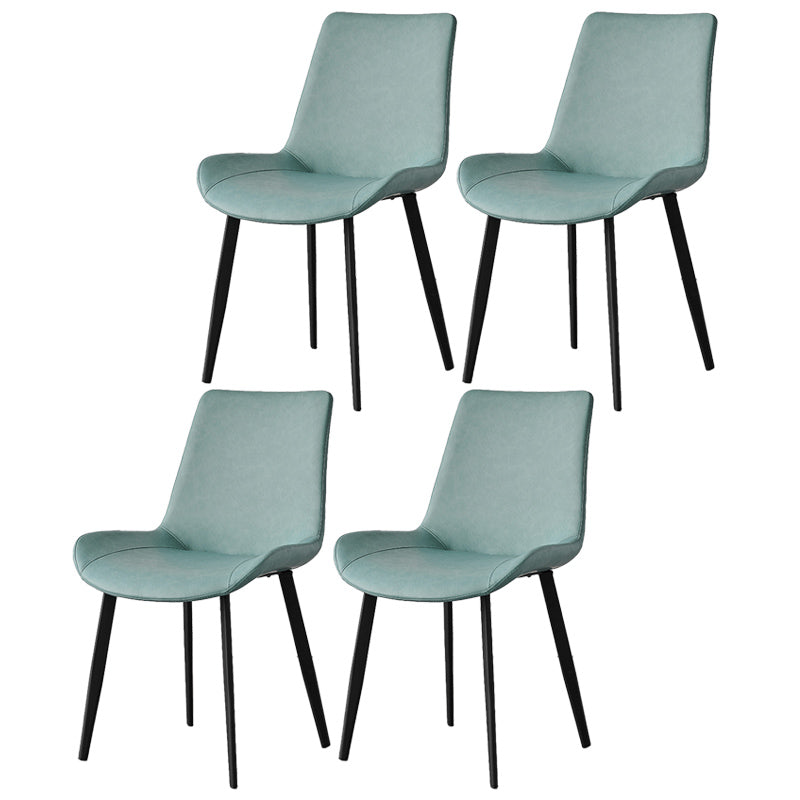 Contemporary Metal Dining Room Chairs Armless Leather Dining Chairs for Home Use