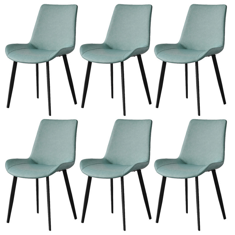 Contemporary Metal Dining Room Chairs Armless Leather Dining Chairs for Home Use