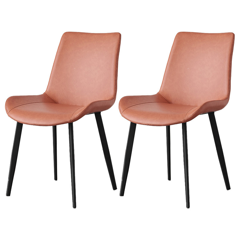 Contemporary Metal Dining Room Chairs Armless Leather Dining Chairs for Home Use
