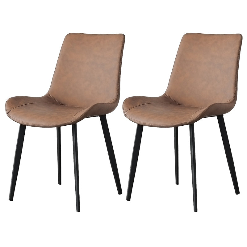 Contemporary Metal Dining Room Chairs Armless Leather Dining Chairs for Home Use