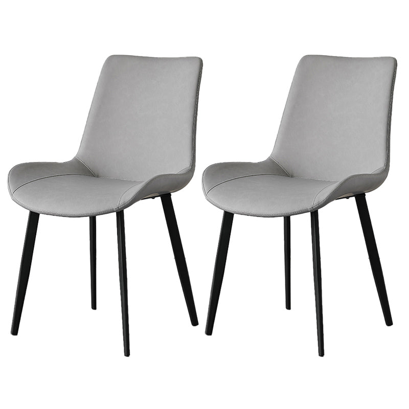 Contemporary Metal Dining Room Chairs Armless Leather Dining Chairs for Home Use