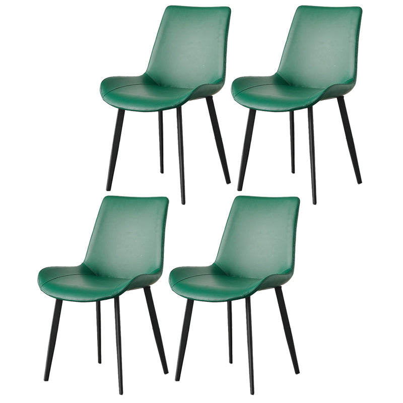 Contemporary Metal Dining Room Chairs Armless Leather Dining Chairs for Home Use