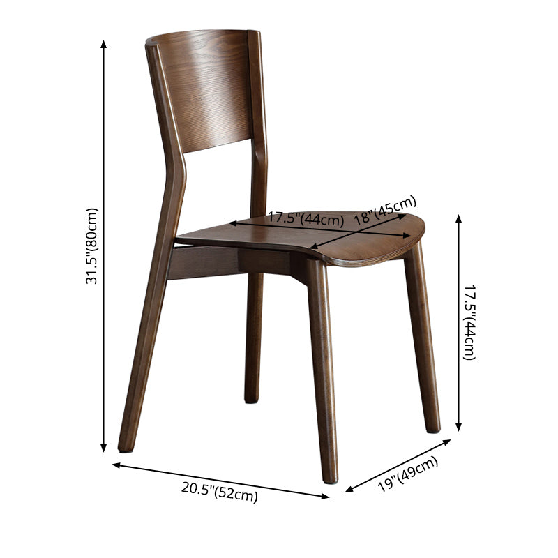 Chaise de salle à manger en bois de cuisine moderne, chaise sans bras latérale à dossier ouvert