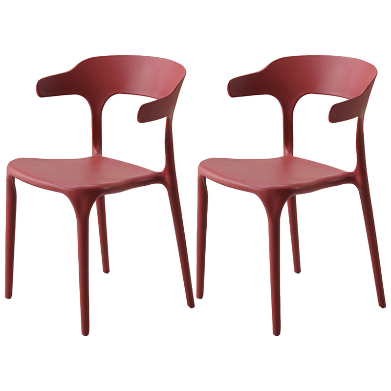 Home Stackable Contemporary Arm Chair Open Back Plastic Dining Room Chair