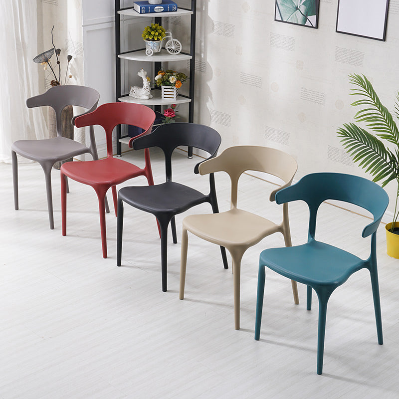 Home Stackable Contemporary Arm Chair Open Back Plastic Dining Room Chair