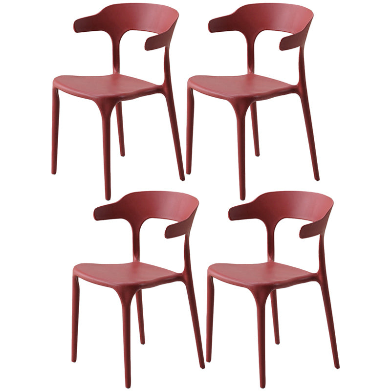 Home Stackable Contemporary Arm Chair Open Back Plastic Dining Room Chair