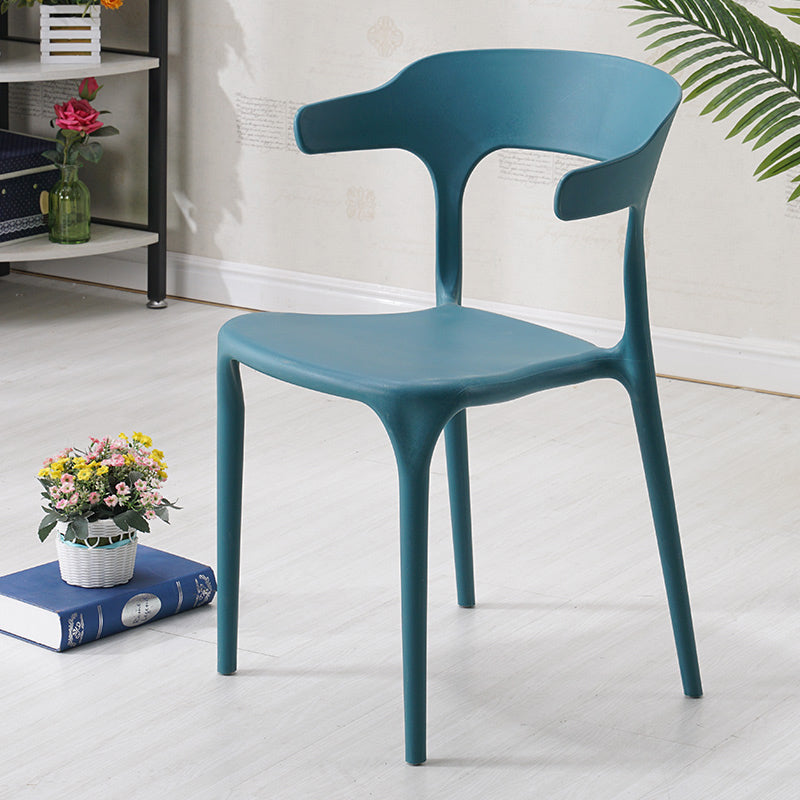 Home Stackable Contemporary Arm Chair Open Back Plastic Dining Room Chair