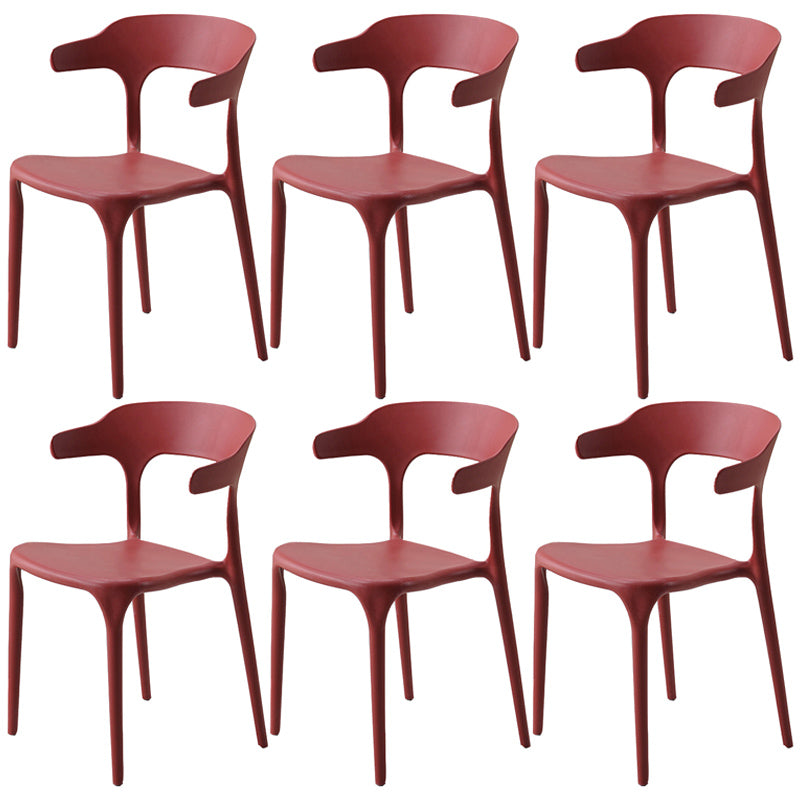 Home Stackable Contemporary Arm Chair Open Back Plastic Dining Room Chair