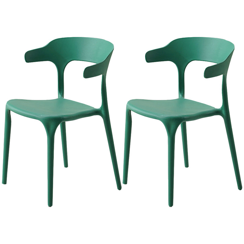 Home Stackable Contemporary Arm Chair Open Back Plastic Dining Room Chair