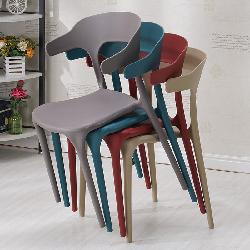 Home Stackable Contemporary Arm Chair Open Back Plastic Dining Room Chair