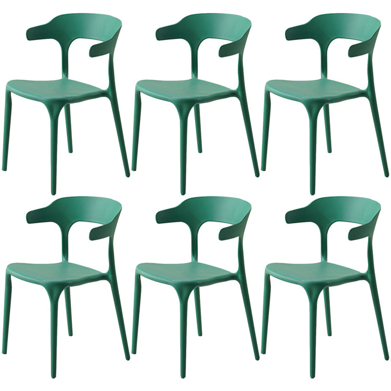 Home Stackable Contemporary Arm Chair Open Back Plastic Dining Room Chair