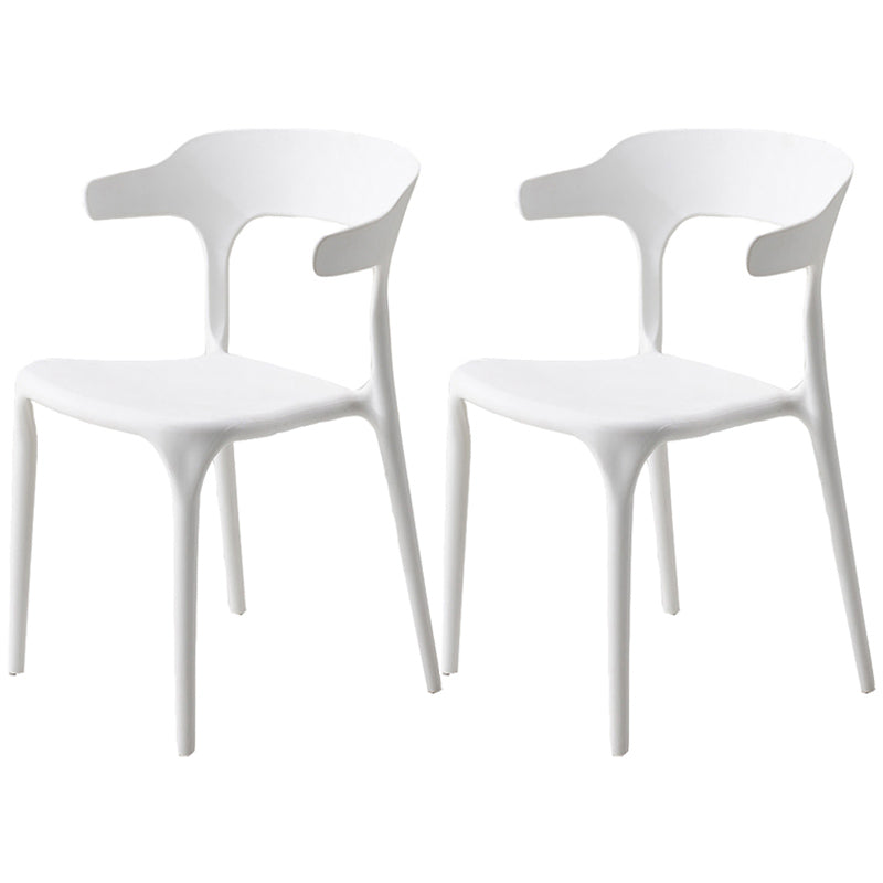 Home Stackable Contemporary Arm Chair Open Back Plastic Dining Room Chair