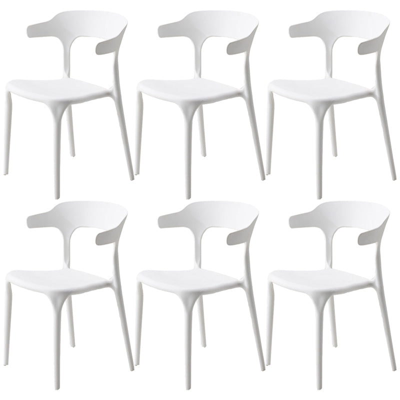 Home Stackable Contemporary Arm Chair Open Back Plastic Dining Room Chair