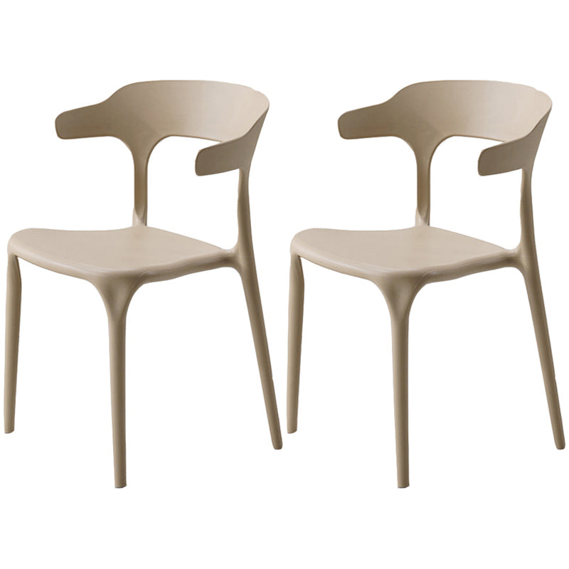 Home Stackable Contemporary Arm Chair Open Back Plastic Dining Room Chair