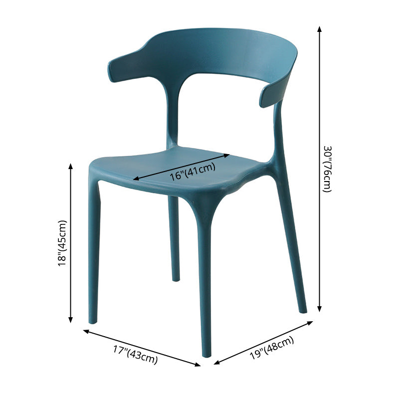 Home Stackable Contemporary Arm Chair Open Back Plastic Dining Room Chair