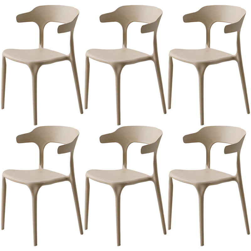 Home Stackable Contemporary Arm Chair Open Back Plastic Dining Room Chair