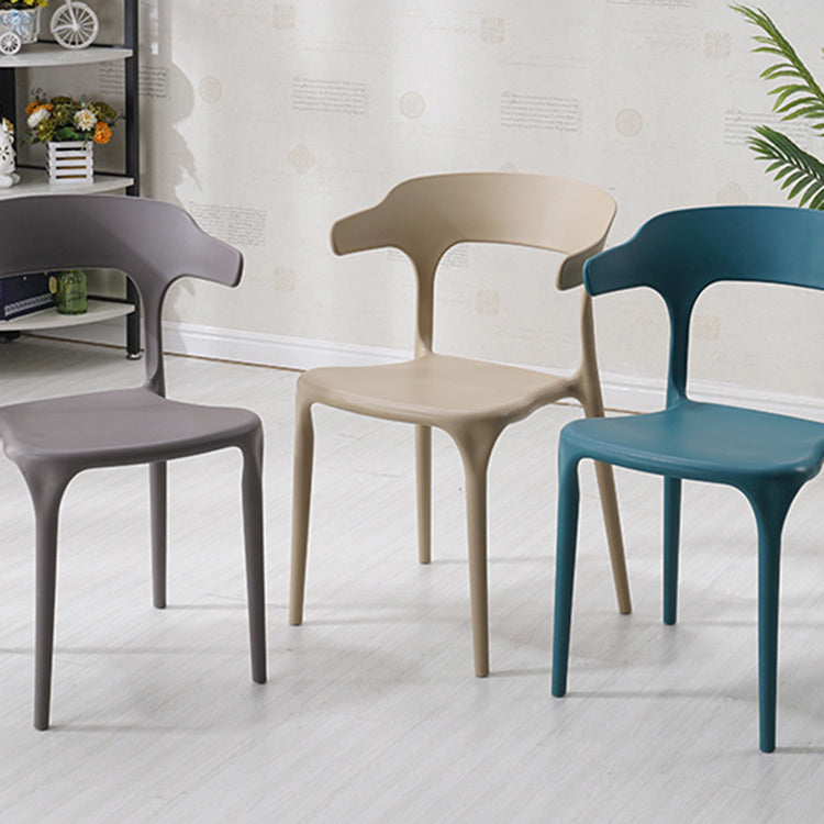 Home Stackable Contemporary Arm Chair Open Back Plastic Dining Room Chair
