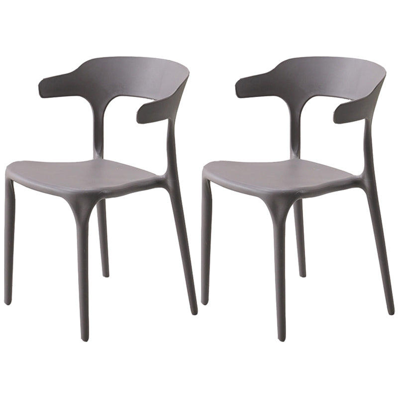 Home Stackable Contemporary Arm Chair Open Back Plastic Dining Room Chair