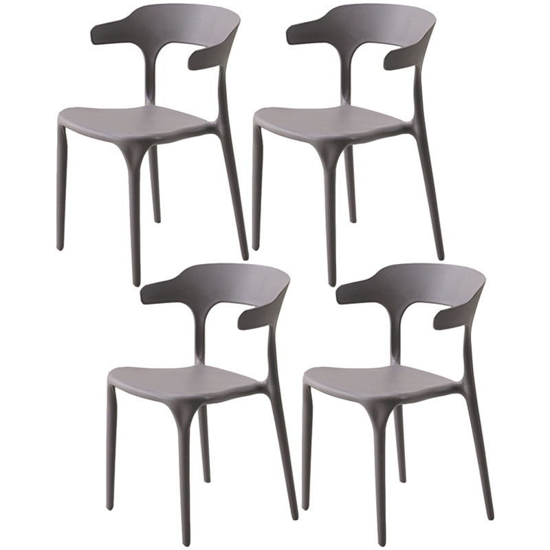 Home Stackable Contemporary Arm Chair Open Back Plastic Dining Room Chair